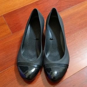 Crocs Black Cap Toe Wedge Shoes